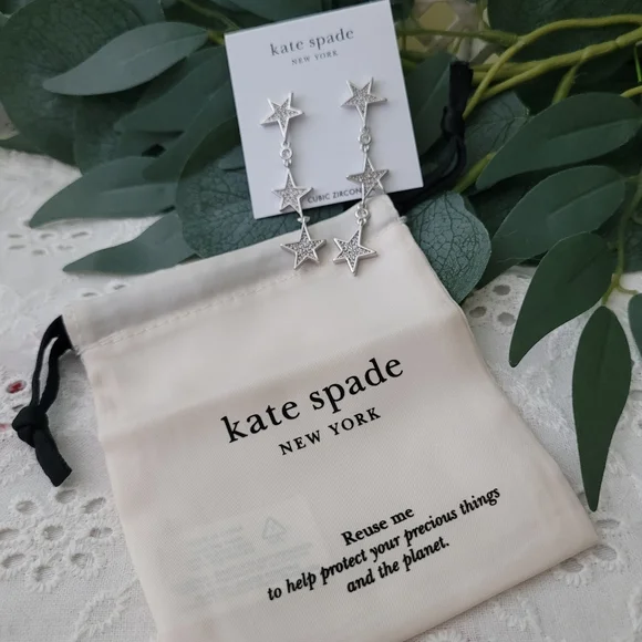 Kate Spade Silver Crystal Drop Earrings - Picture 3 of 6